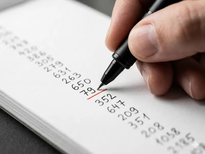 Precise numbers written on paper