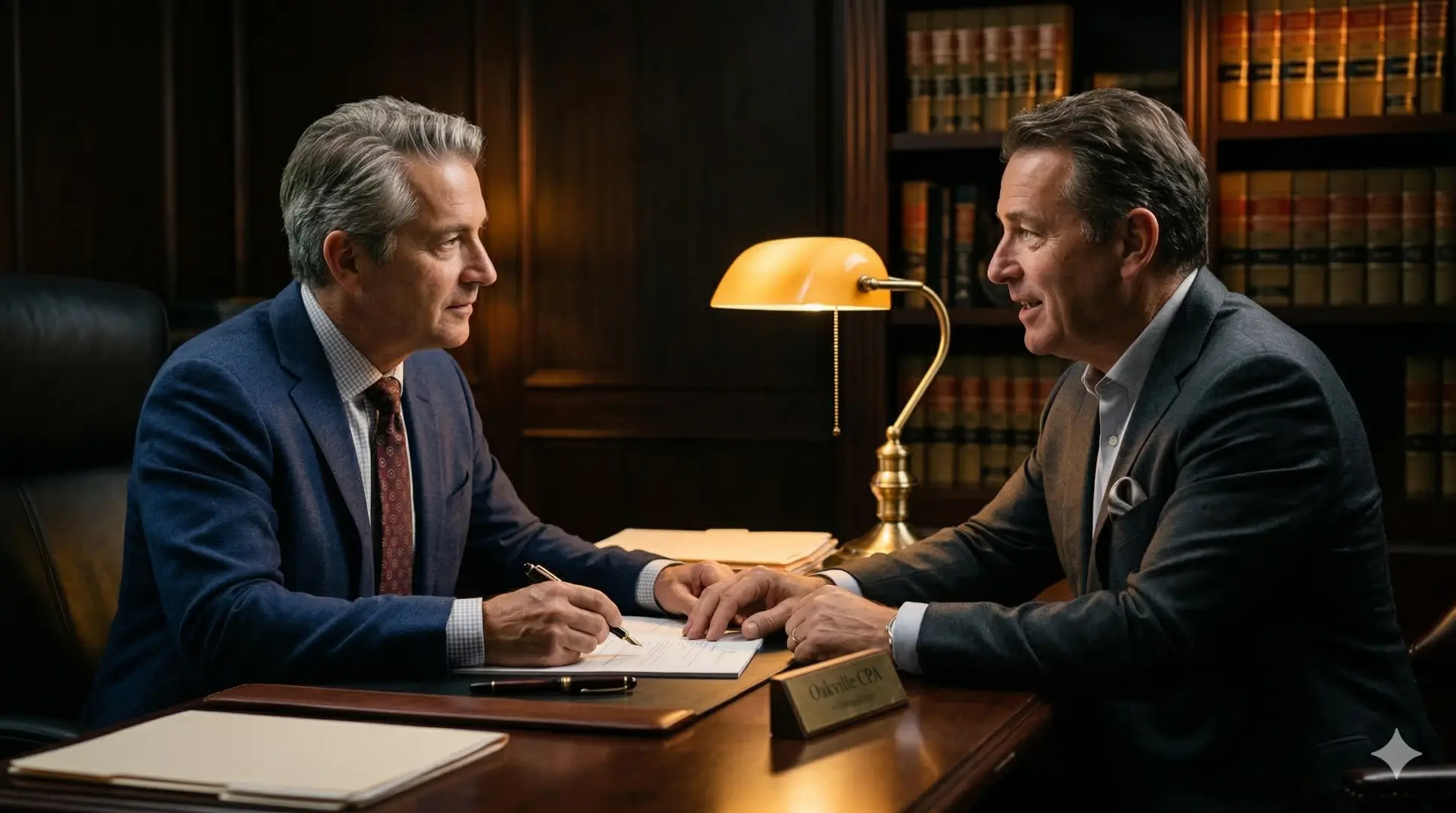 Senior financial advisor in private consultation